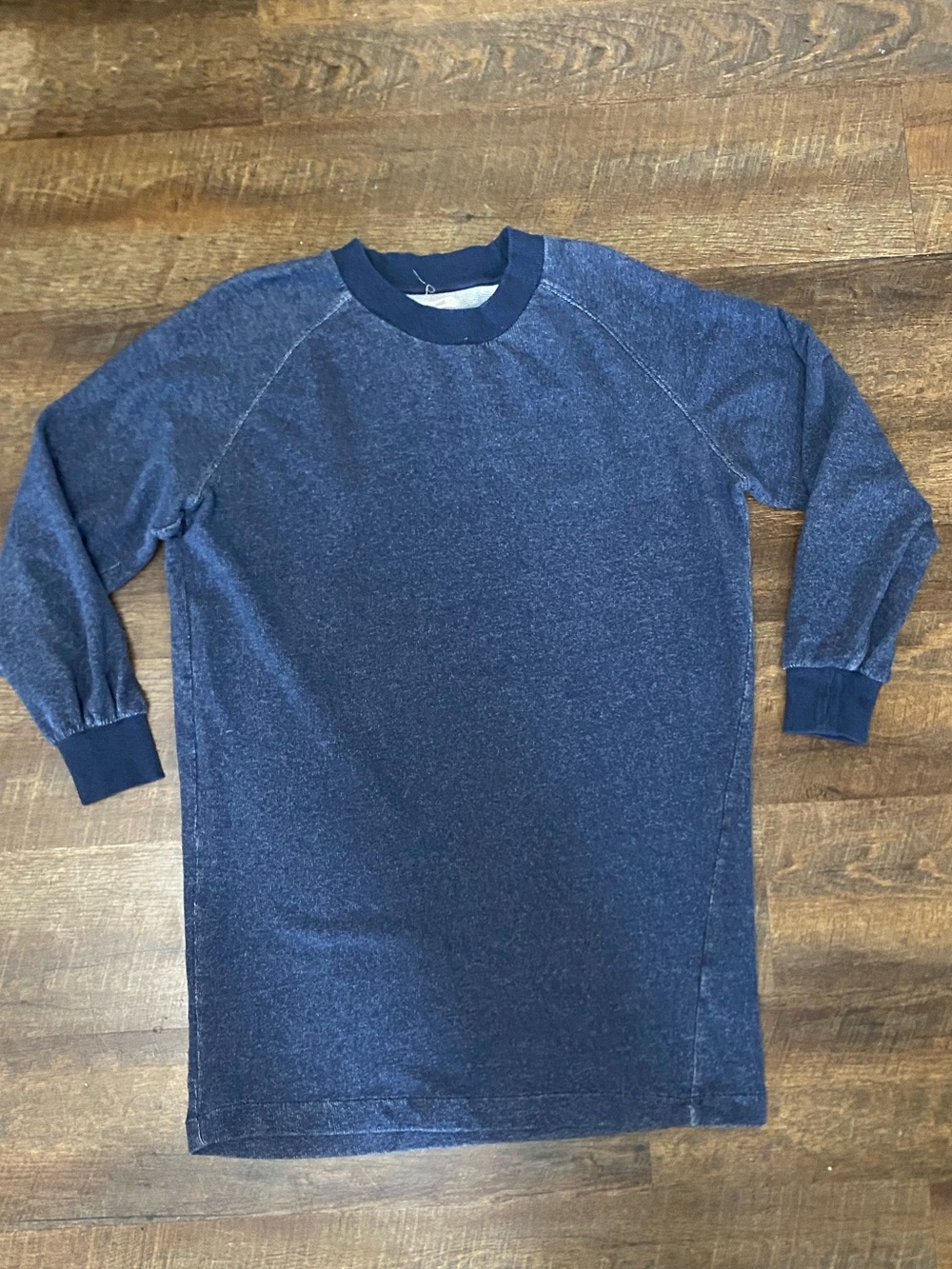 Madewell Blue Crewneck Raglan Sleeve Lightweight Cotton Knit Sweatshirt S